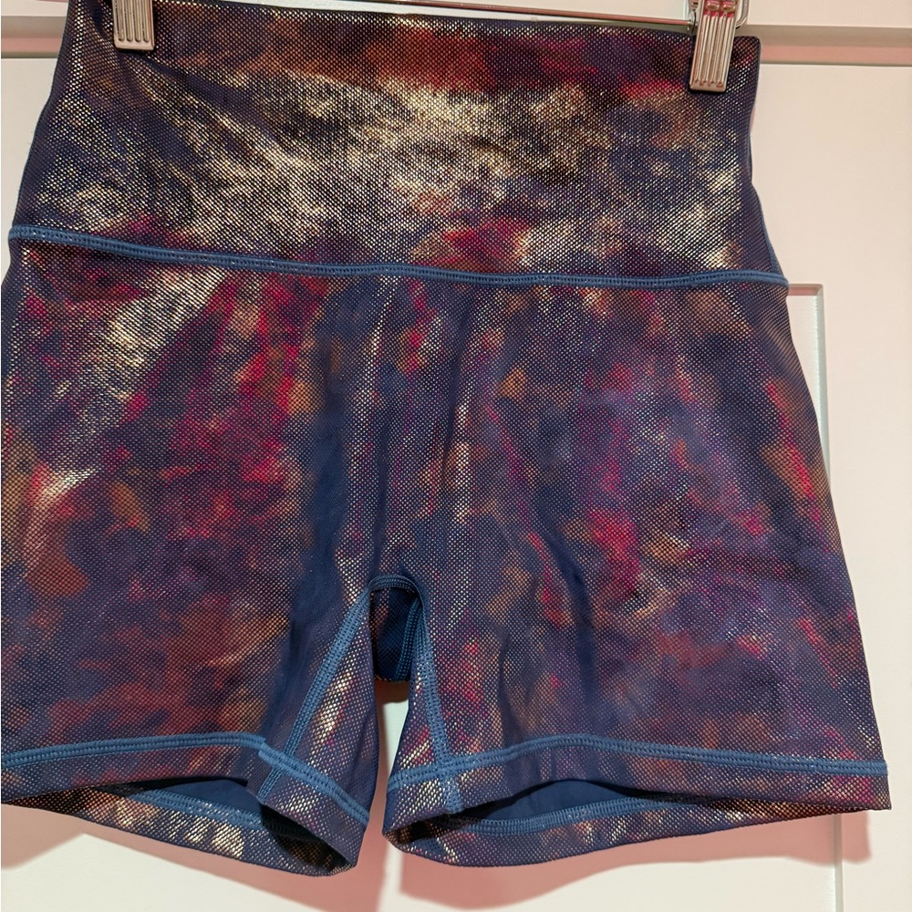 American eagle aerie offline metallic blue and gold cycling shorts gym size m